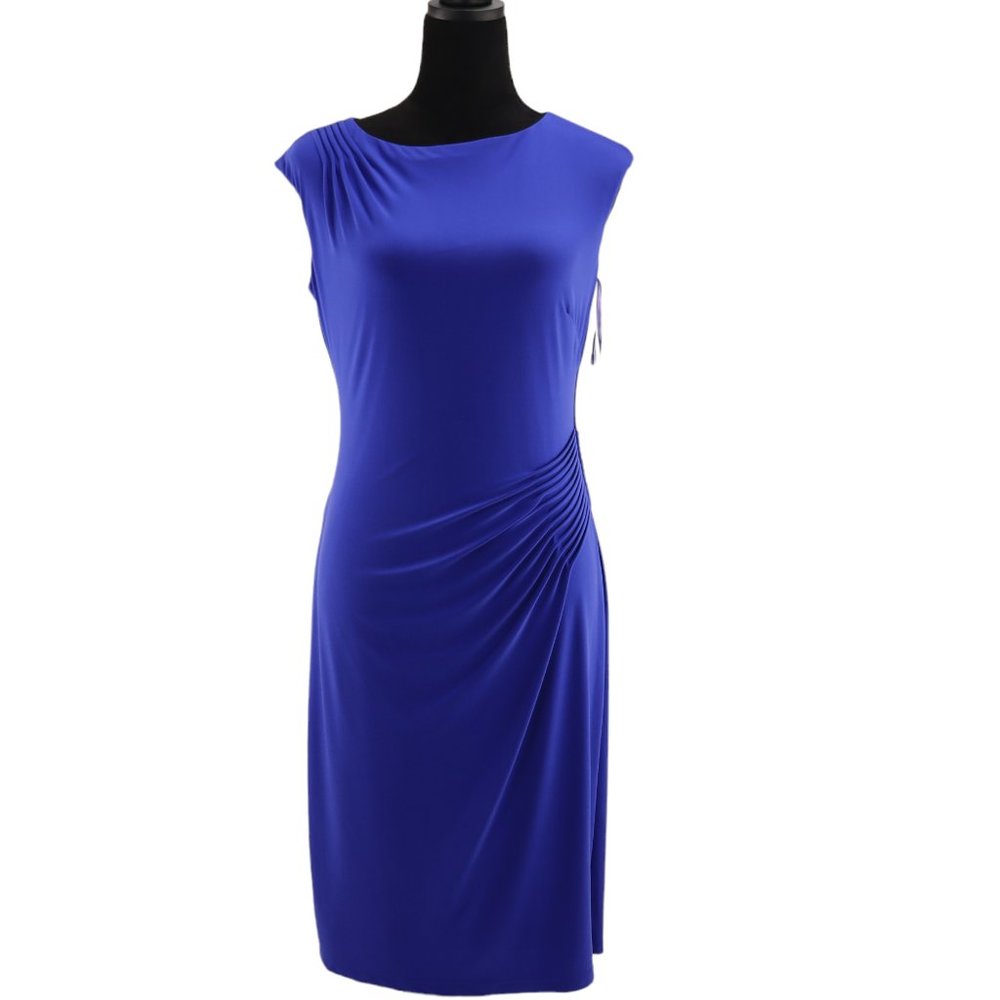 Lauren Ralph Lauren Cobalt Blue Draped Sheath Sleeveless Dress Size 8